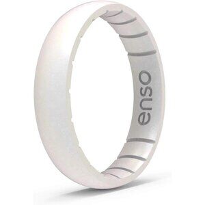 Opal Birthstone Silicone Ring Unisex Wedding Band 4.3mm Thin Breathable